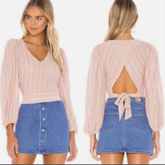 Free People Orchid Rain Autumn Nights Back Wrap Striped Top Blouse | Size Medium - Picture 3 of 5